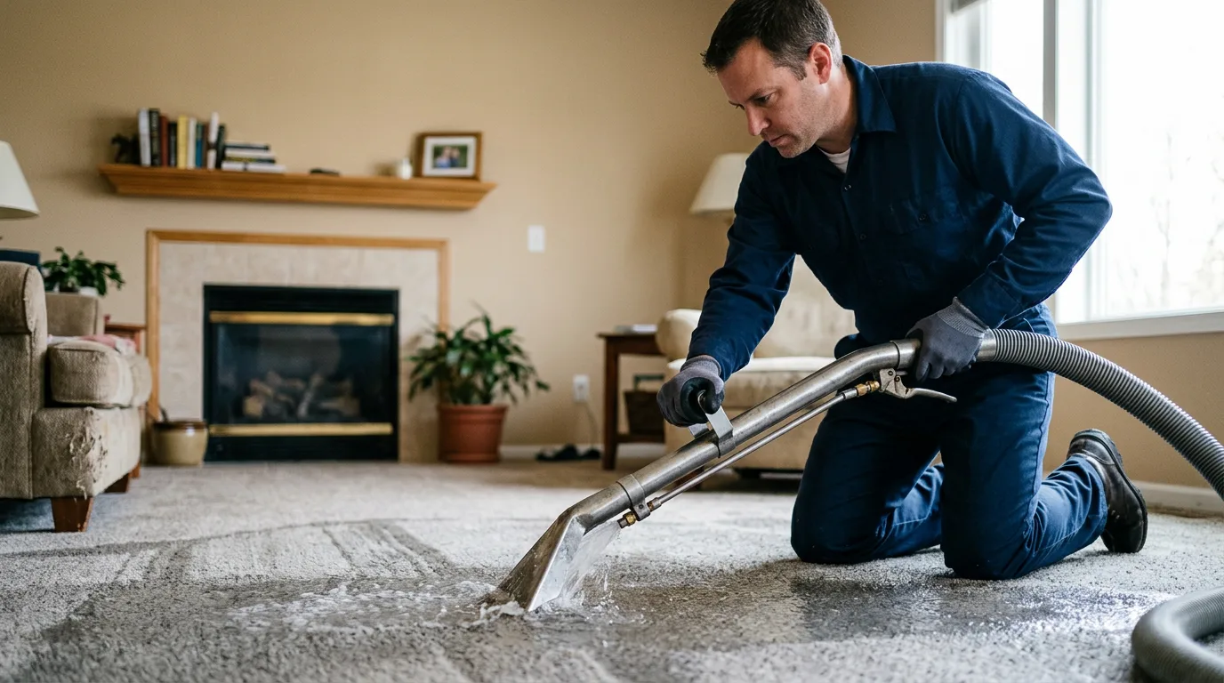 Water damage restoration technician working near Whitesville, NY